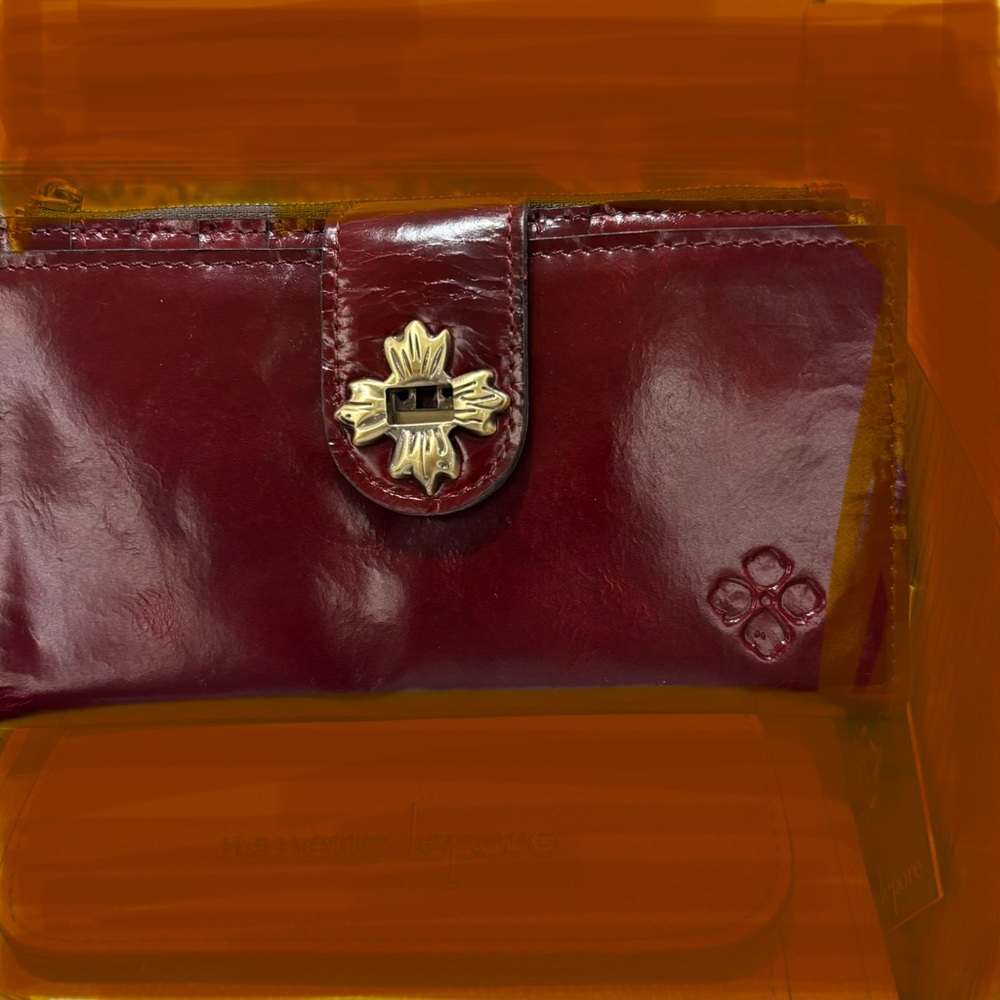 Patricia Nash Dark Red Polished Leather Wallet NWT as is Please read description